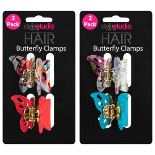 Style Studio Hair Butterfly Clamps 2pk - Red - Image 2